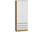 Шкаф двухстворчатый Стиль ШК-803 с ящиками Silky White Дуб Вотан