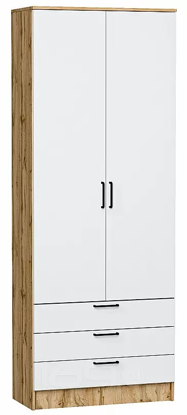 Шкаф двухстворчатый Стиль ШК-803 с ящиками White In 2S Дуб Вотан