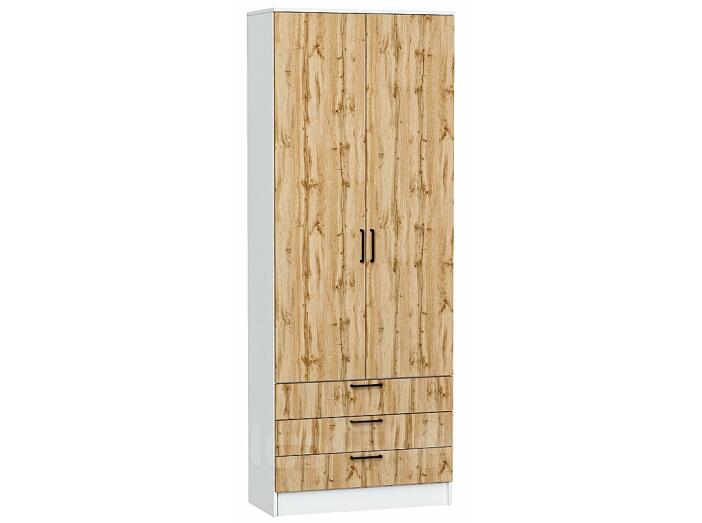 Шкаф двухстворчатый Стиль ШК-803 с ящиками Wotan Oak 2S Белый