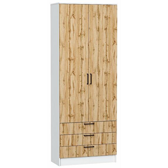 Шкаф двухстворчатый Стиль ШК-803 с ящиками Wotan Oak 2S Белый