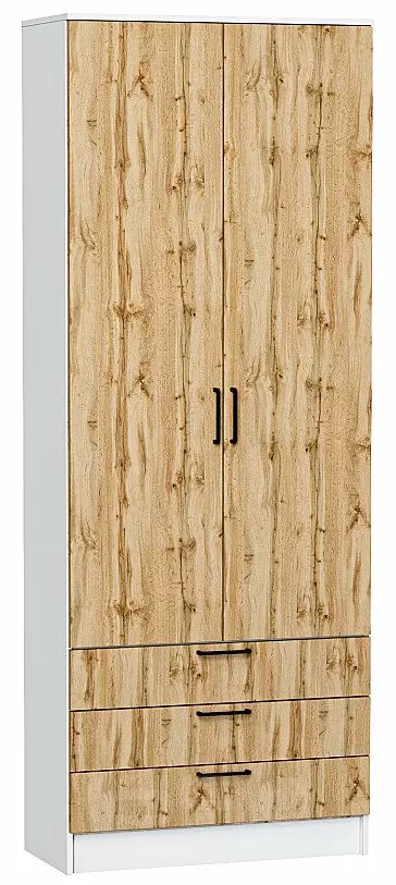 Шкаф двухстворчатый Стиль ШК-803 с ящиками Wotan Oak 2S Белый