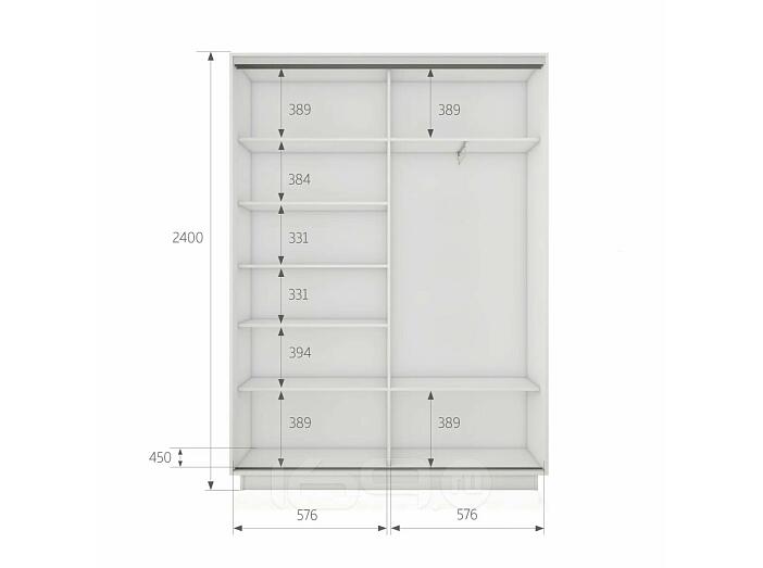 Шкаф Экспресс 2 2-х дверный Дуо ЛДСП (Белый профиль) Белый снег 1200x2400x450