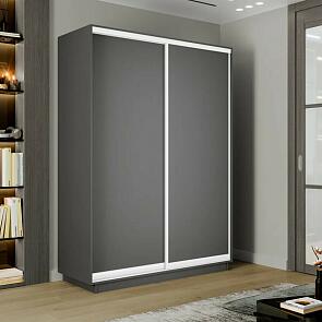 Шкаф Экспресс 2 2-х дверный Дуо ЛДСП (Белый профиль) Серый Диамант 1400x2400x600