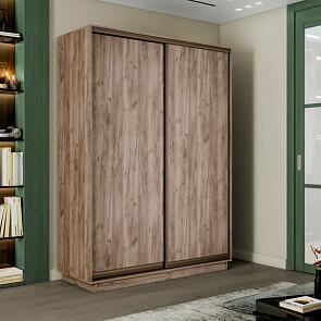 Шкаф Экспресс 2 2-х дверный Дуо ЛДСП (Бронзовый профиль) Дуб Крафт Табачный 1200x2200x450