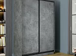 Шкаф Экспресс 2 2-х дверный Дуо ЛДСП (Чёрный профиль) Бетон 1400x2200x450