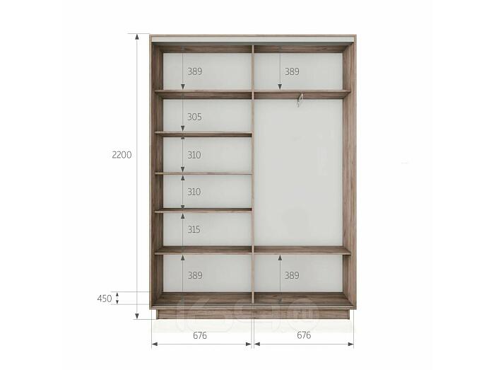 Шкаф Экспресс 2 2-х дверный Дуо ЛДСП (Чёрный профиль) Дуб Крафт Табачный 1400x2200x450