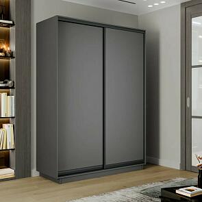 Шкаф Экспресс 2 2-х дверный Дуо ЛДСП (Чёрный профиль) Серый Диамант 1400x2200x600