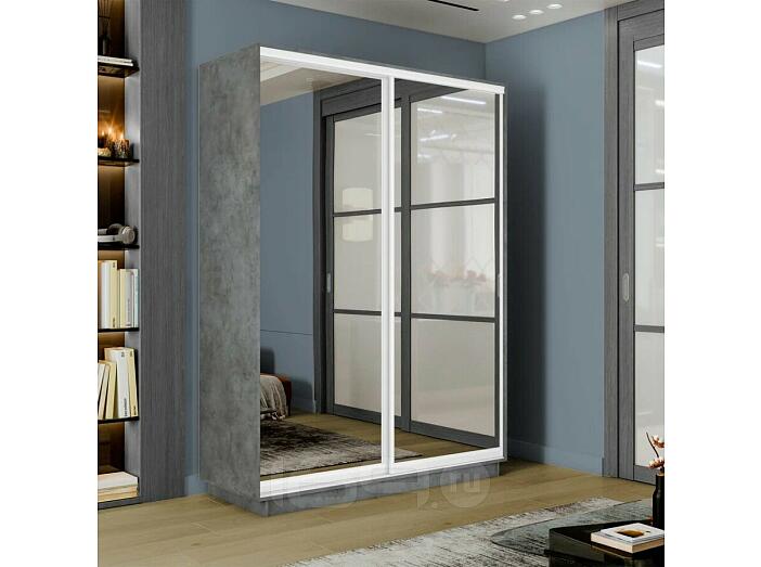 Шкаф-купе 1200x600x2400 Экспресс 2 Бетон зеркало, ЛДСП