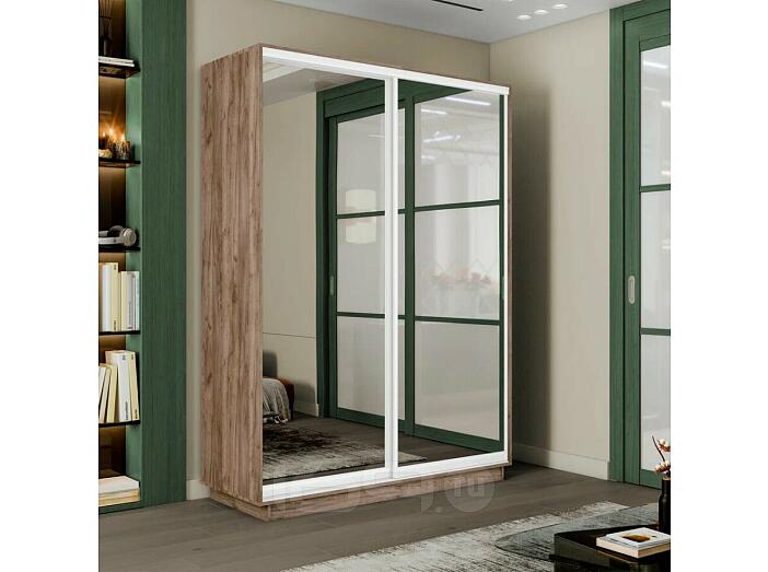 Шкаф-купе 1200x600x2200 Экспресс 2 Дуб Крафт табачный зеркало, ЛДСП