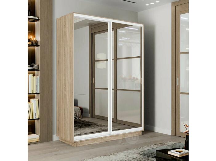 Шкаф-купе 1200x600x2200 Экспресс 2 Дуб сонома зеркало, ЛДСП