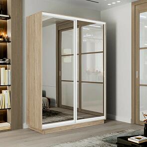 Шкаф-купе 1600x600x2200 Экспресс 2 Дуб сонома зеркало, ЛДСП