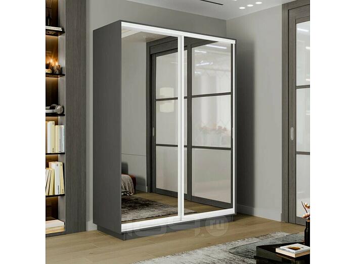Шкаф-купе 1200x600x2400 Экспресс 2 Серый Диамант зеркало, ЛДСП