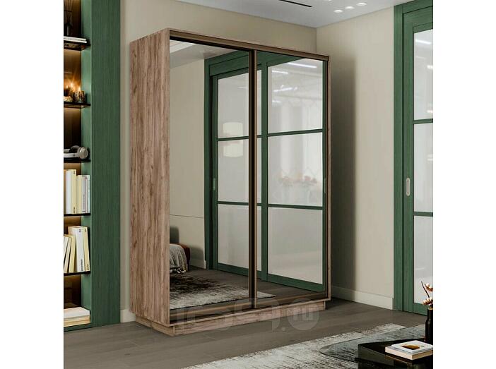 Шкаф-купе 1200x450x2400 Экспресс 2 Дуб Крафт табачный зеркало, ЛДСП
