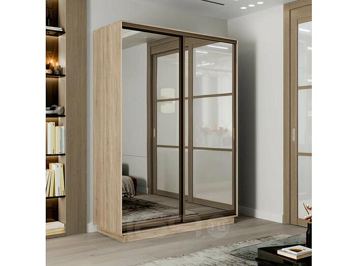 Шкаф-купе 1200x450x2400 Экспресс 2 Дуб сонома зеркало, ЛДСП