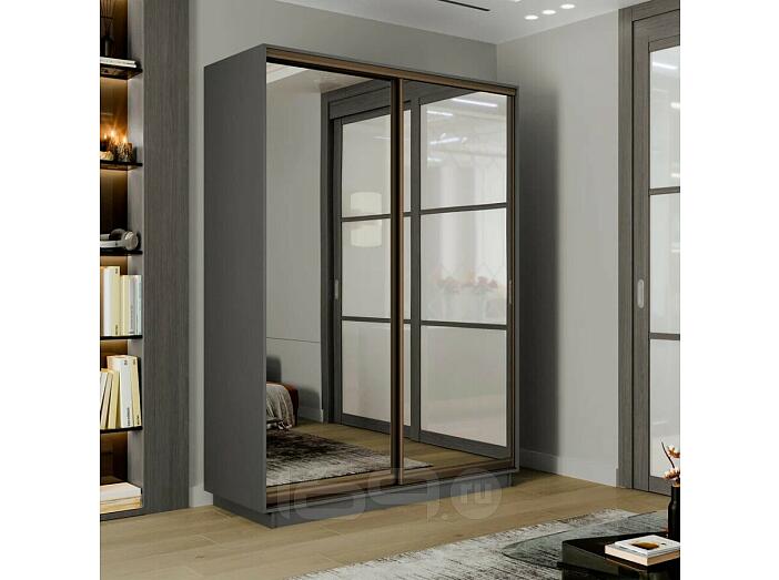 Шкаф-купе 1200x450x2400 Экспресс 2 Серый Диамант зеркало, ЛДСП