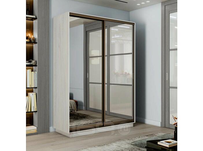 Шкаф-купе 1200x600x2200 Экспресс 2 Ясень Анкор светлый зеркало, ЛДСП