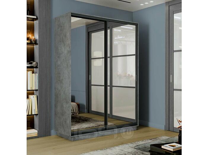 Шкаф-купе 1200x450x2200 Экспресс 2 Бетон зеркало, ЛДСП