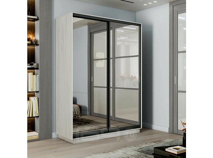 Шкаф-купе 1200x600x2400 Экспресс 2 Ясень Анкор светлый зеркало, ЛДСП