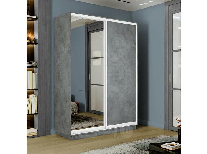 Шкаф-купе 1400x600x2200 Экспресс 2 Бетон зеркало, ЛДСП