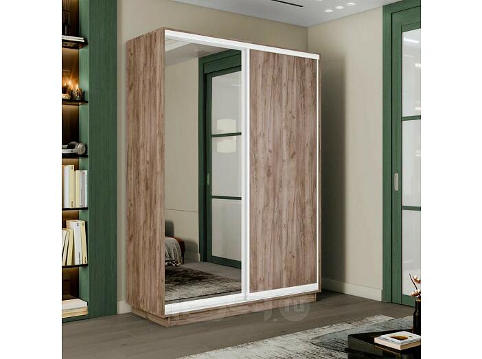 Шкаф-купе 1200x600x2400 Экспресс 2 Дуб Крафт табачный зеркало, ЛДСП