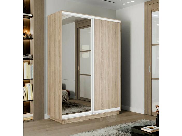 Шкаф-купе 1200x450x2400 Экспресс 2 Дуб сонома зеркало, ЛДСП