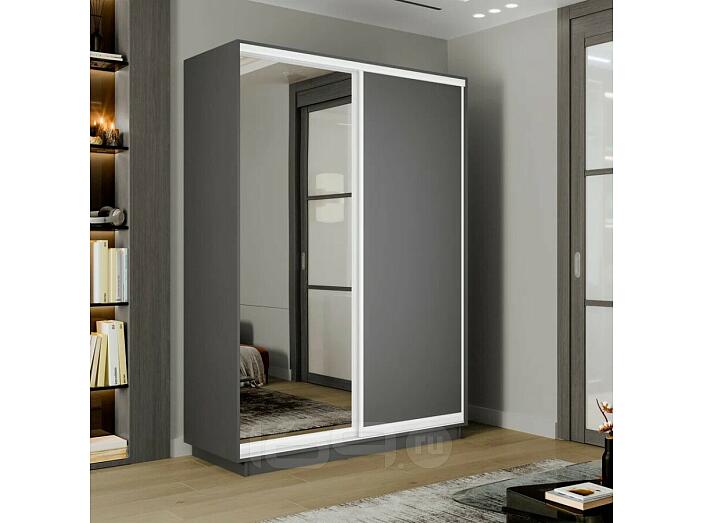 Шкаф-купе 1200x600x2200 Экспресс 2 Серый Диамант зеркало, ЛДСП