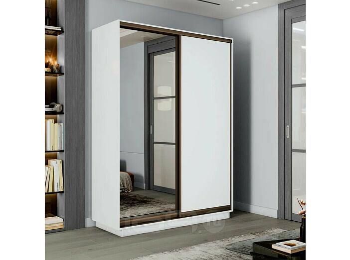 Шкаф-купе 1200x450x2200 Экспресс 2 Белый снег зеркало, ЛДСП