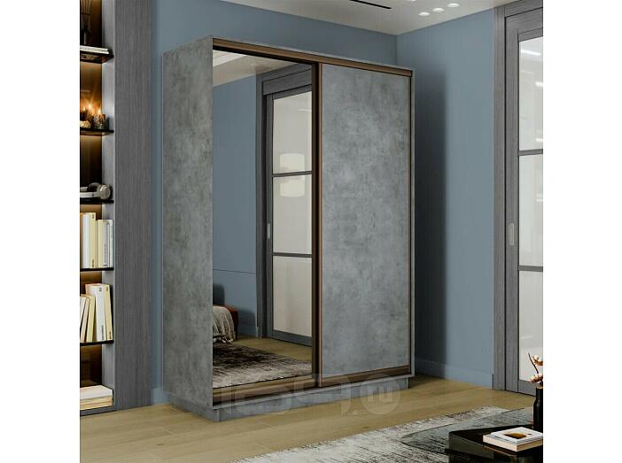 Шкаф-купе 1400x450x2400 Экспресс 2 Бетон зеркало, ЛДСП