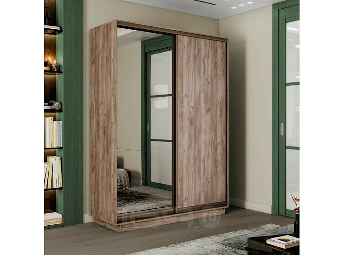 Шкаф-купе 1200x450x2200 Экспресс 2 Дуб Крафт табачный зеркало, ЛДСП