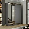 Шкаф-купе 1200x600x2200 Экспресс 2 Серый Диамант зеркало, ЛДСП