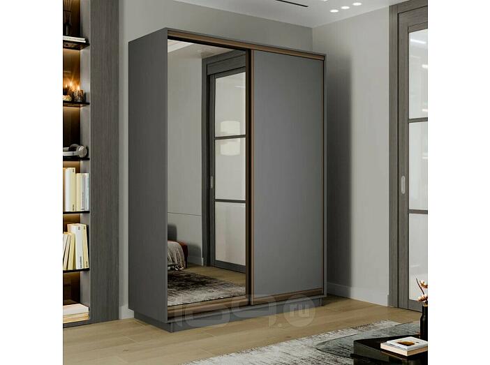 Шкаф-купе 1200x600x2400 Экспресс 2 Серый Диамант зеркало, ЛДСП