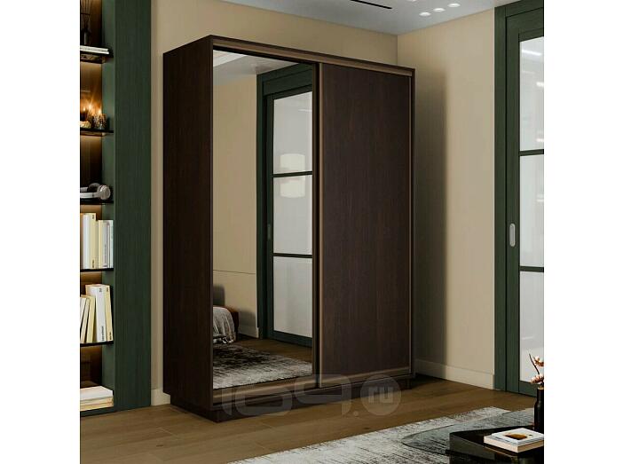 Шкаф Экспресс 2 2-х дверный Дуо Зеркало ЛДСП (Бронзовый профиль) Венге 1200x2200x450