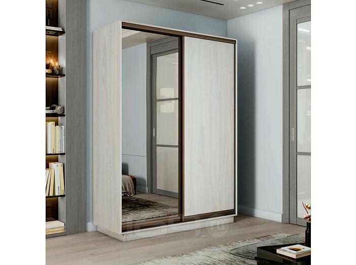 Шкаф-купе 1200x600x2200 Экспресс 2 Ясень Анкор светлый зеркало, ЛДСП