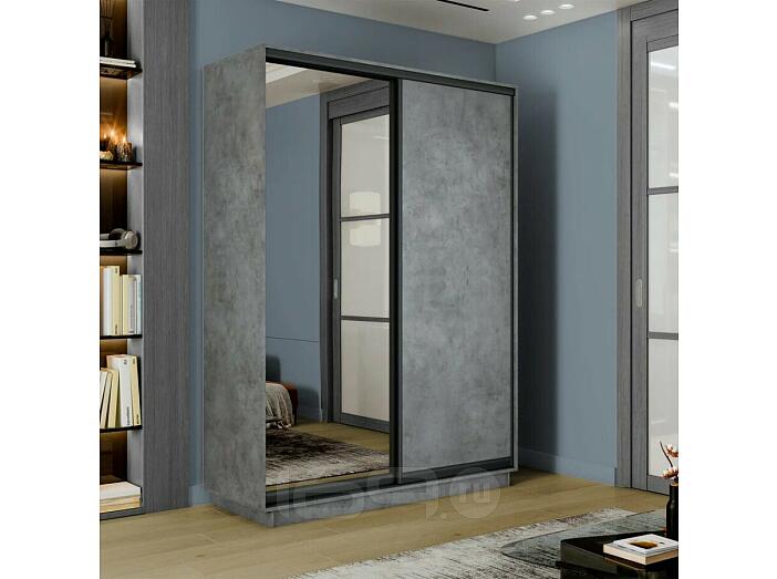 Шкаф-купе 1200x450x2200 Экспресс 2 Бетон/бетон зеркало, ЛДСП