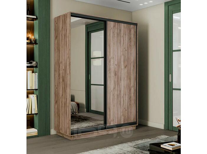 Шкаф-купе 1200x450x2200 Экспресс 2 Дуб Крафт табачный зеркало, ЛДСП