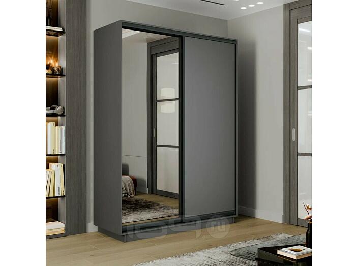 Шкаф-купе 1400x450x2200 Экспресс 2 Серый Диамант зеркало, ЛДСП