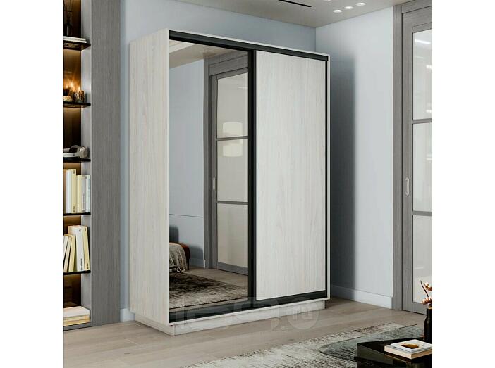 Шкаф-купе 1200x450x2200 Экспресс 2 Ясень Анкор светлый зеркало, ЛДСП