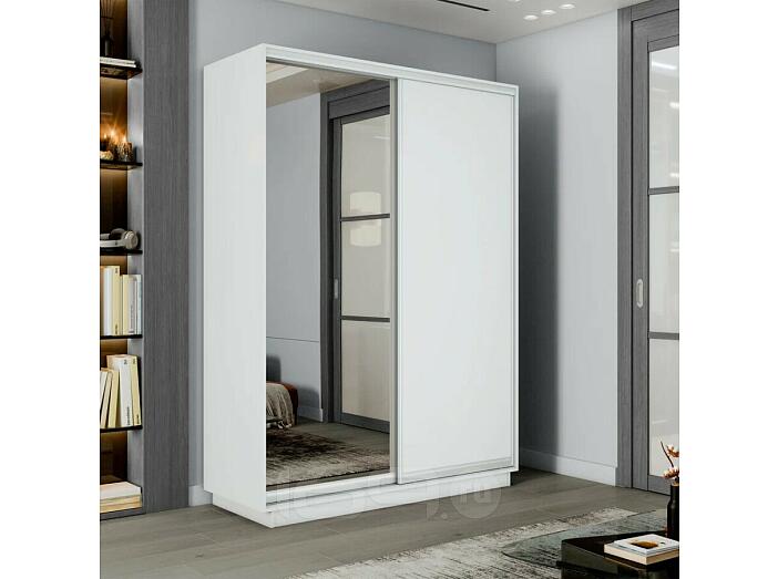 Шкаф-купе 1200x450x2400 Экспресс 2 Белый снег зеркало, ЛДСП