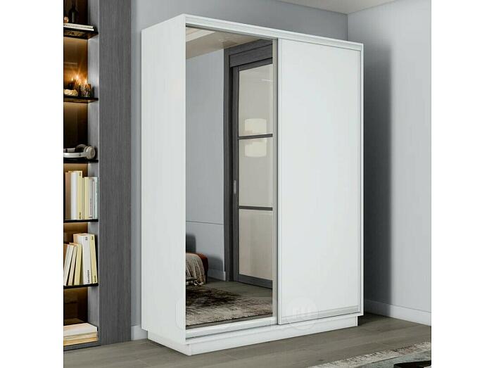 Шкаф Экспресс 2 2-х дверный Дуо Зеркало ЛДСП (Серебряный профиль) Белый снег 1600x2200x600 Шкаф Экспресс 2 2-х дверный Дуо Зеркало ЛДСП (Серебряный профиль) Белый снег 1600x2200x600