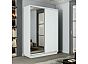 Шкаф Экспресс 2 2-х дверный Дуо Зеркало ЛДСП (Серебряный профиль) Белый снег 1600x2400x450