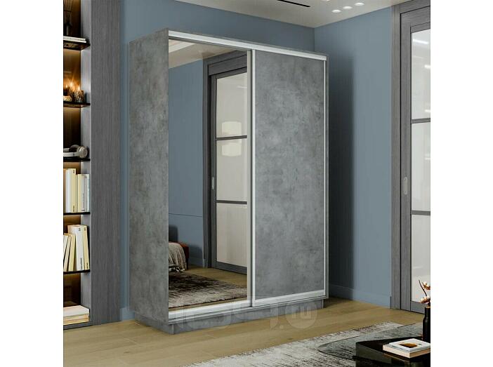 Шкаф-купе 1200x600x2400 Экспресс 2 Бетон зеркало, ЛДСП