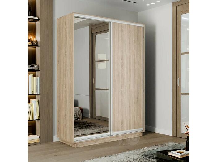 Шкаф-купе 1400x450x2200 Экспресс 2 Дуб сонома зеркало, ЛДСП