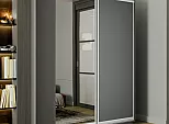 Шкаф Экспресс 2 2-х дверный Дуо Зеркало ЛДСП (Серебряный профиль) Серый Диамант 1400x2400x450