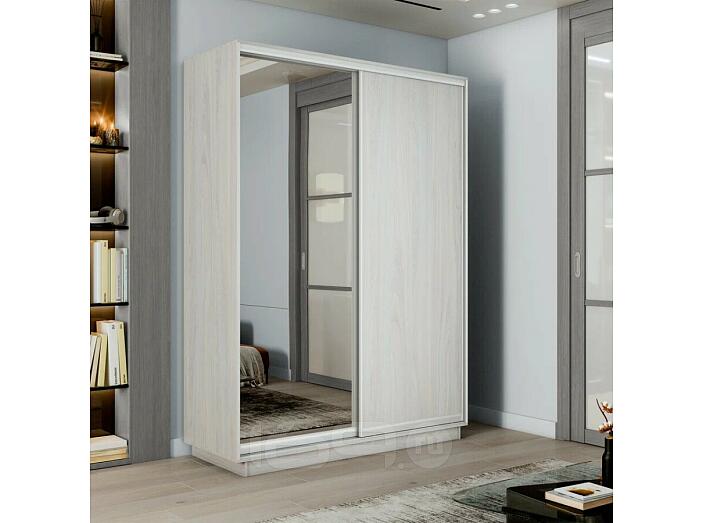 Шкаф-купе 1200x600x2200 Экспресс 2 Ясень Анкор светлый зеркало, ЛДСП