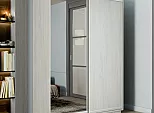 Шкаф Экспресс 2 2-х дверный Дуо Зеркало ЛДСП (Серебряный профиль) Ясень Анкор светлый 1400x2400x450