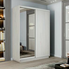 Шкаф Экспресс 2 2-х дверный Дуо Зеркало ЛДСП (Серебряный профиль) Ясень Анкор светлый 1600x2200x600