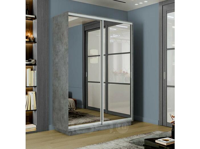 Шкаф-купе 1200x450x2200 Экспресс 2 Бетон зеркало, ЛДСП