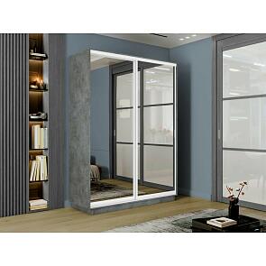 Шкаф-купе 1400x600x2400 Экспресс 2 Бетон/бетон зеркало, ЛДСП