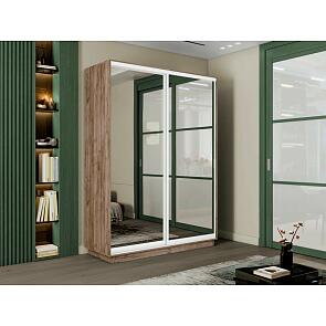 Шкаф-купе 1200x450x2400 Экспресс 2 Дуб Крафт табачный/дуб крафт табачный зеркало, ЛДСП