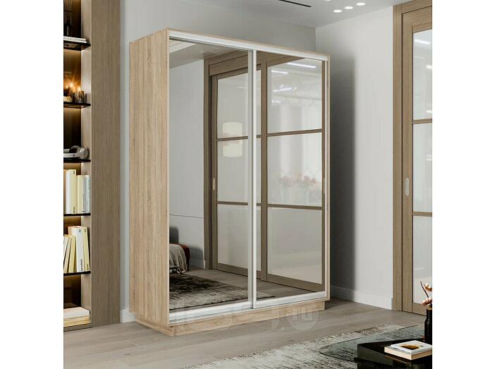 Шкаф-купе 1200x600x2200 Экспресс 2 Дуб сонома зеркало, ЛДСП
